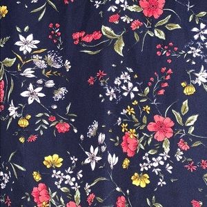 Navy Floral Mixed Media Top